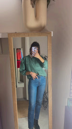 Magnifique Sweat Vintage Vert anglais chiné - T. 34 à grand 38