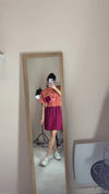 La Robe Chemise Prune & Terracotta - Création unique faut le voir porté - Coton - T. 40 à 44