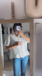 Adorable Chemisier/Blouse Vintage en lin - Comme neuve - T. 42 & 44