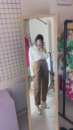 Superbe Pantalon Carotte Vintage en Lin & Coton - T. 34