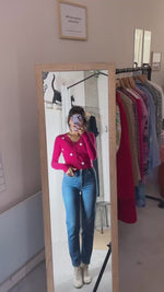 Cardigan Fucshia Upcyclé Fleuri - Pièce Unique faut le voir porté - T. 34 & 36