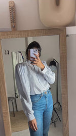Belle Chemise Vintage rayée satinée - T. 36 à petit 40