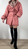 Superbe Manteau Vintage Matelassé Rose pêche - T. 40/42 à 46