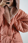 Superbe Manteau Vintage Matelassé Rose pêche - T. 40/42 à 46