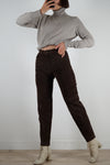 Superbe Pantalon Vintage Taille haute - Croute de cuir véritable - T. 34