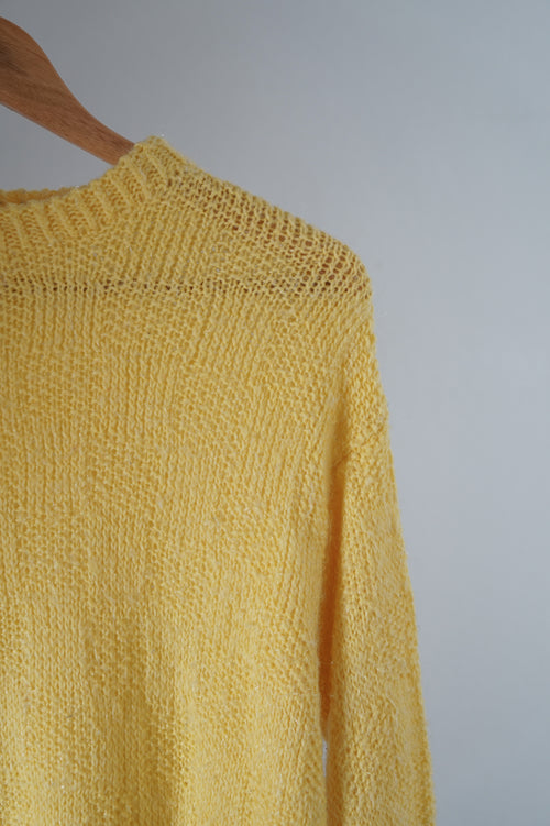 Joli Pull Vintage Jaune Soeil - Tricoté Main - T. 38 à 42