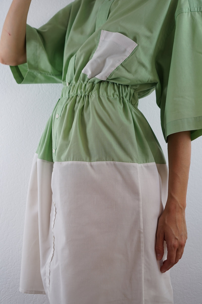 La Robe Chemise Crème Pistache - Pièce unique faut le voir porté - Coton - T.36 au 40